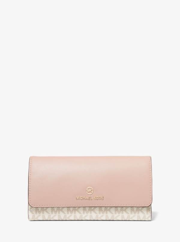 Damske Penazenky Michael Kors Large Logo and Leather Tri-Fold Ruzove - Doplnky Michael Kors Vypredaj | HRFIV-3704